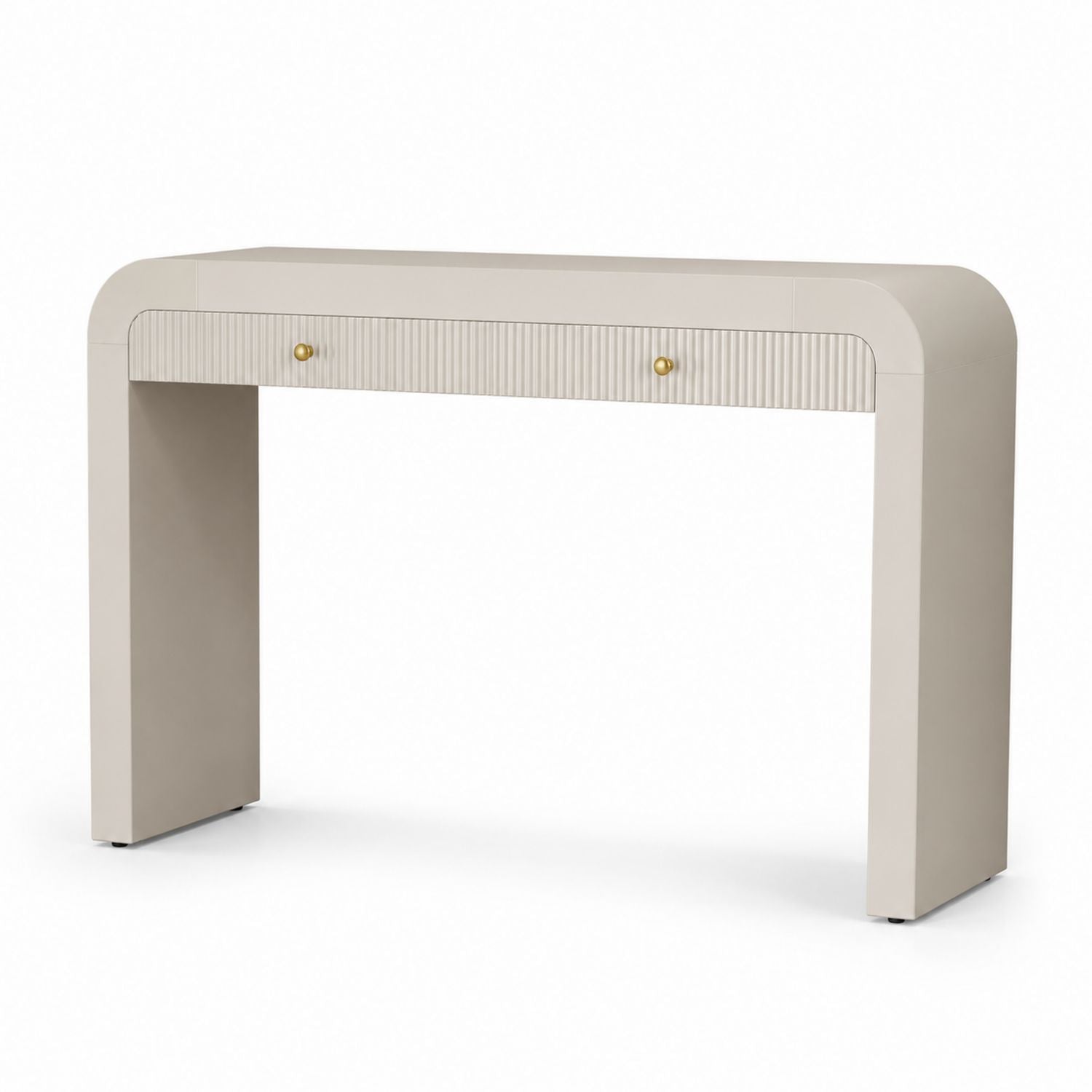 Stół konsolowy MDF Beżowy z Metalowymi Uchwytami 120x40x80cm
