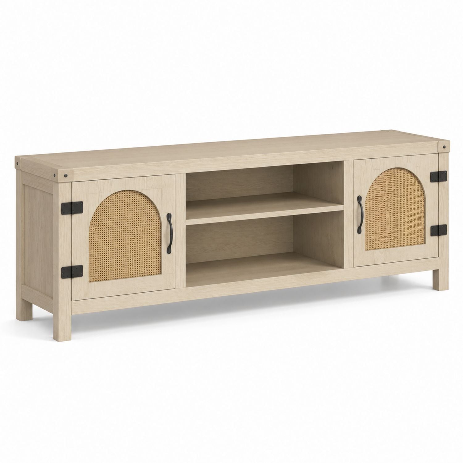Szafka RTV drewniana z rattanu 120x40x50 cm