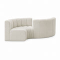 Narożna sofa z tkaniny, beżowa, półokrągła, 250 cm