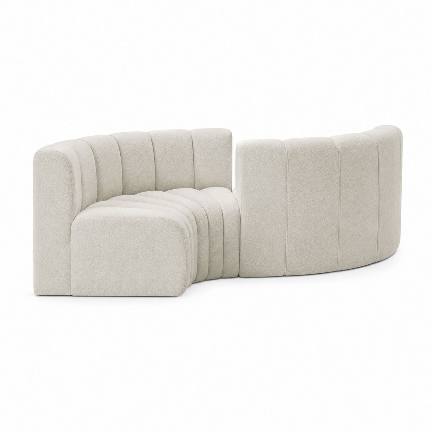 Narożna sofa z tkaniny, beżowa, półokrągła, 250 cm