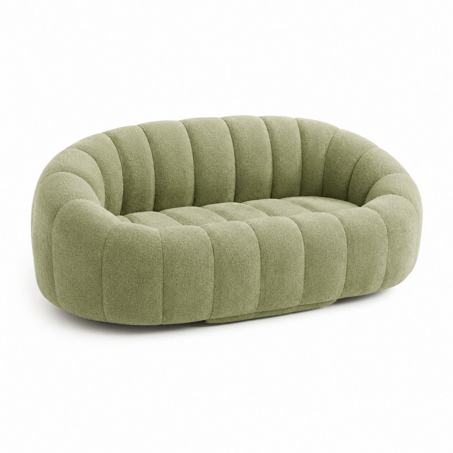 Owalna sofa z tkaniny poliestrowej w kolorze zielonym