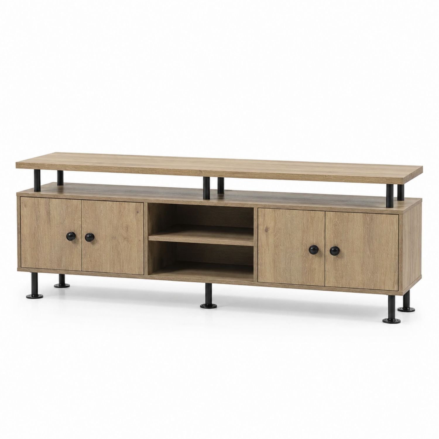 Szafka RTV z płyty MDF i metalu, dąb sonoma, 180x40x50 cm