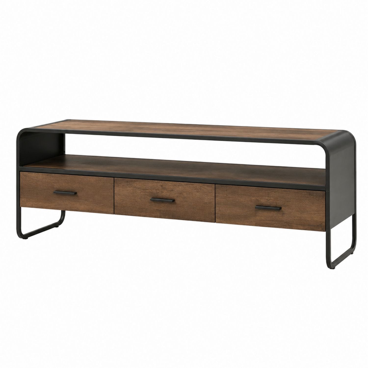 Stolik RTV z drewna i metalu, Brązowy/Czarny, 120 cm