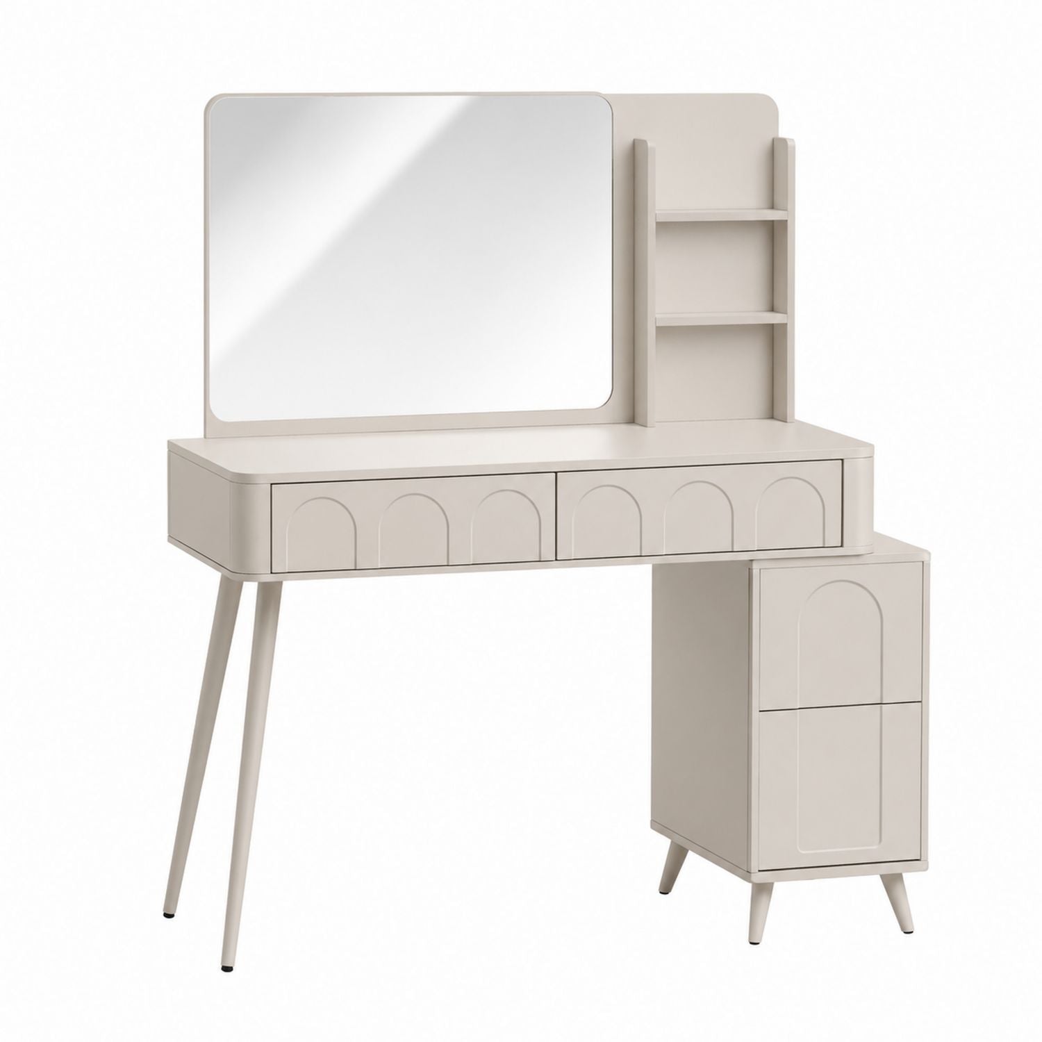 Toaletka z lustrem prostokątnym MDF Beżowy 120x40x140 cm