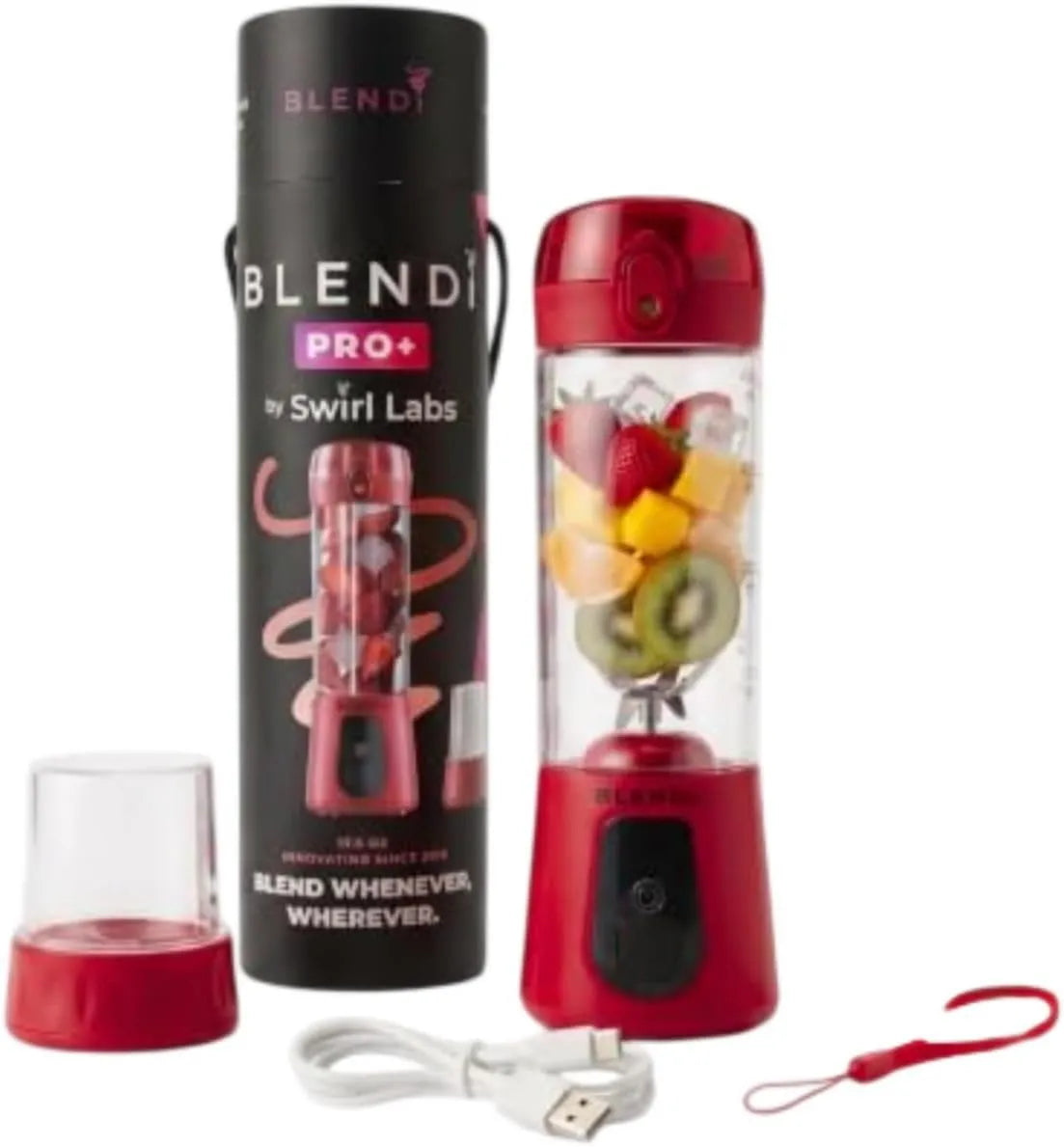 BLENDI, Mikser, 120 W, przenośny, USB, czerwony, 500 ml, Silny silnik 120 W, bez BPA-, USB ponownie ładowalny