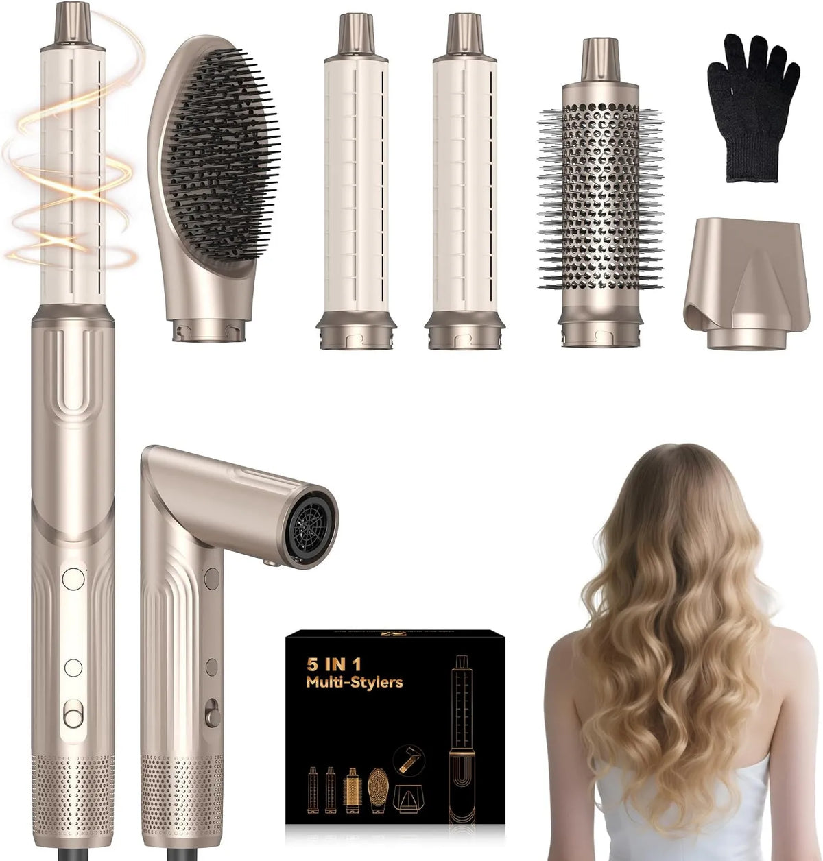 Atopskins suszarka do włosów, Suche włosy 1400 W Air Styler 5 w 1 Styler włosów 110000 U / Min