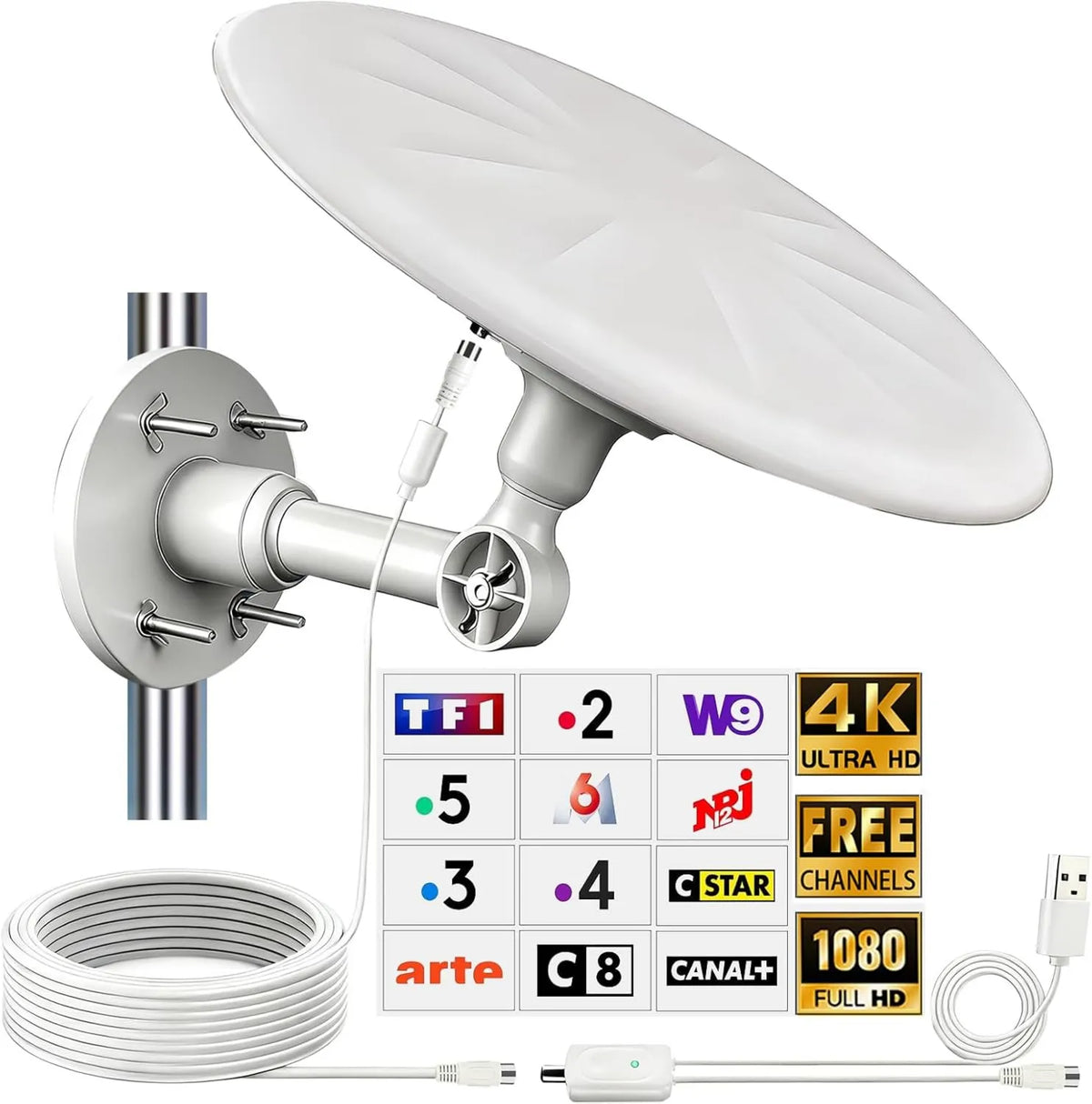 CSUXYD, Inteligentna telewizja, TV, plener, DVB- T2, kemping, TNT Antennas do użytku na zewnątrz, Recepcja wszechkierunkowa 720 ° TNT Antenna Potężna zewnętrzna, Karawan DVB-T2
