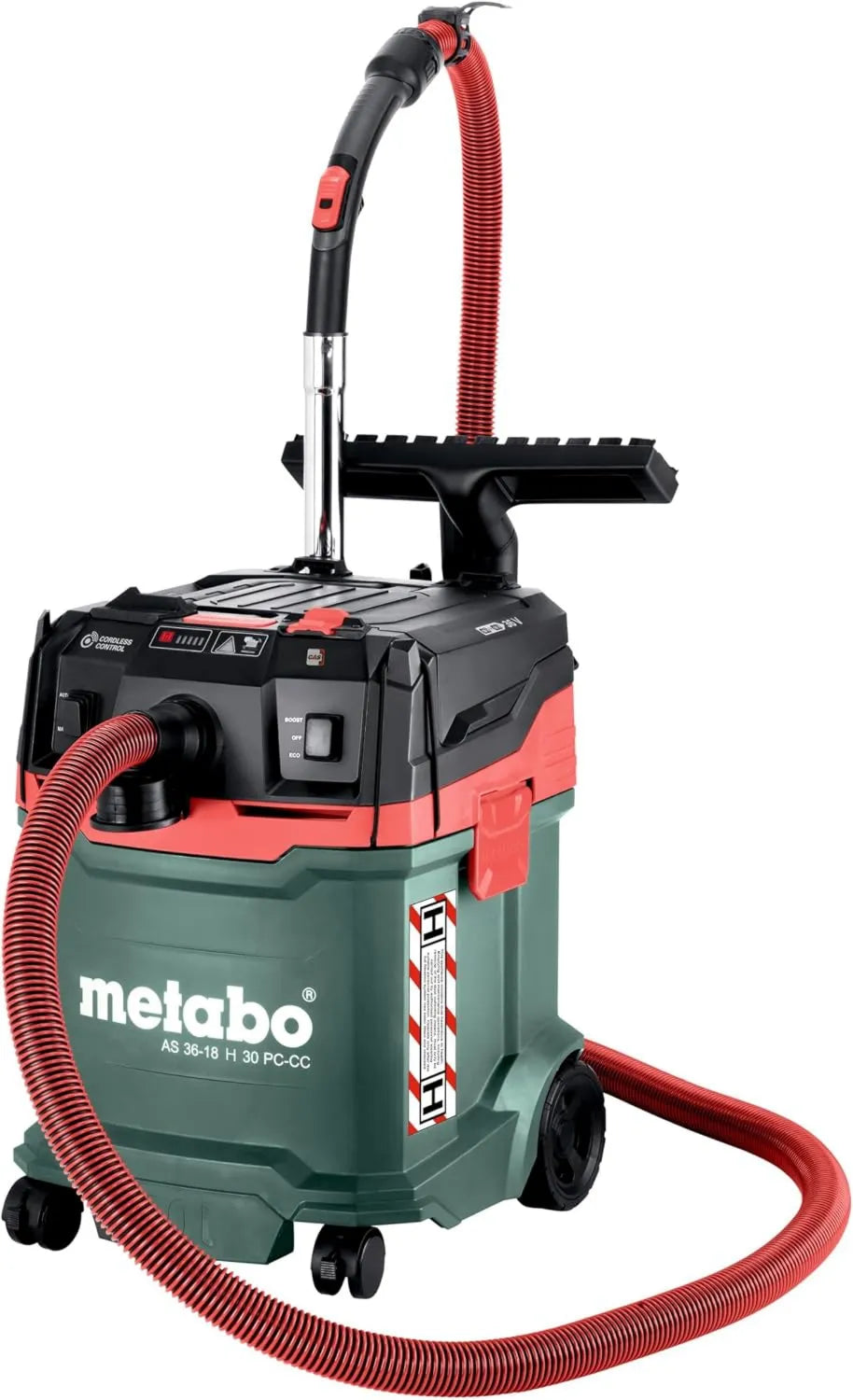 metabo, Aspirator AS 36, 18 V, klasa energetyczna E, Boost, Bezprzewodowy haker -18 H 30 PC- CC 18 V, tryb Boost